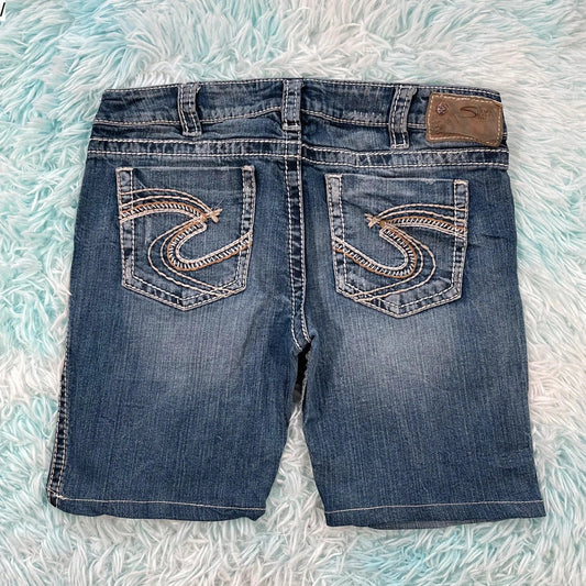 Vintage Y2K Silver Denim Jean Shorts Jorts Hot Pants - 31W