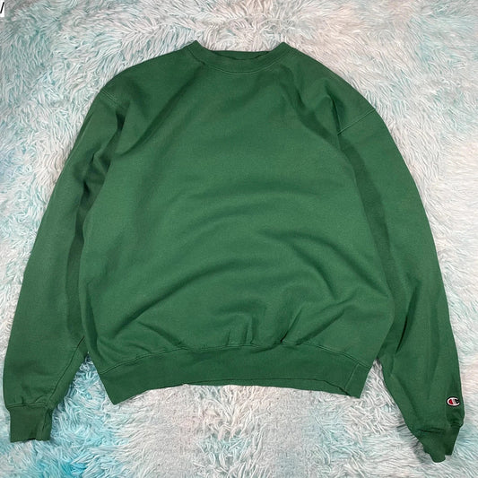 Vintage Green Champion Sweatshirt Blank - Large