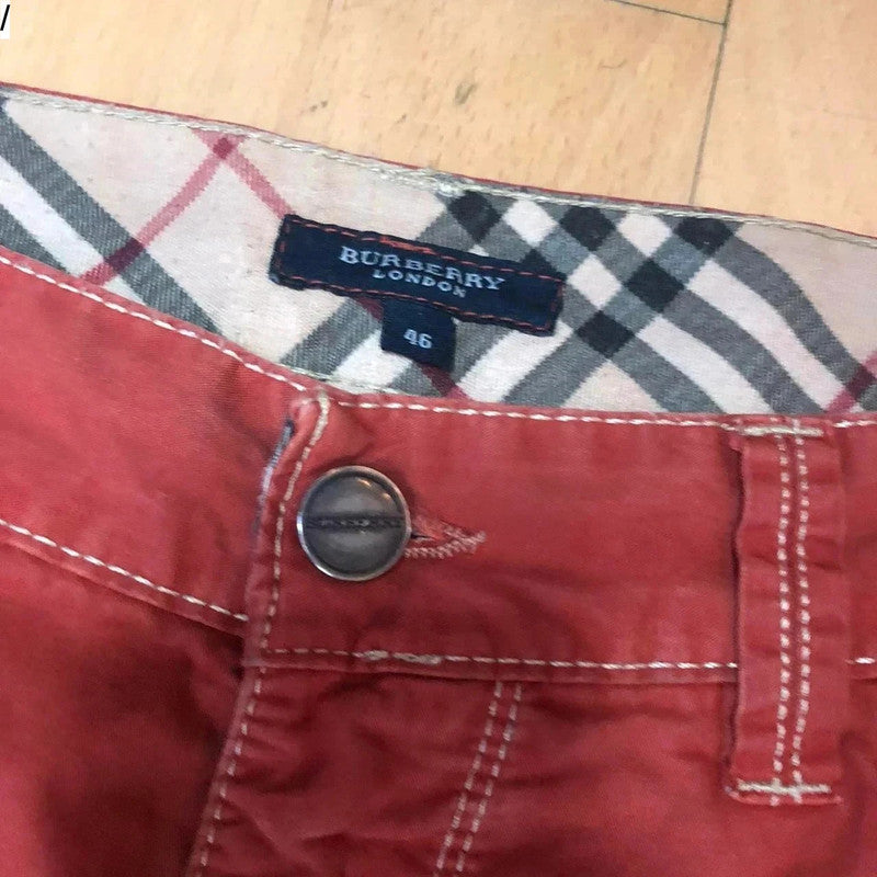 Vintage 00s Red Burberry Trousers Contrast Stitching - Size 18 EU 46