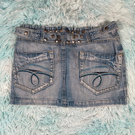 Vintage 00s Denim Mini Skirt - Medium