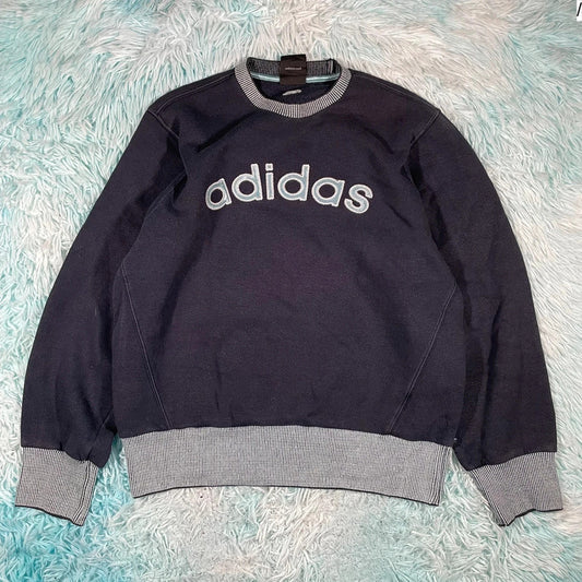 Vintage 90s Navy Adidas Sweatshirt - Small