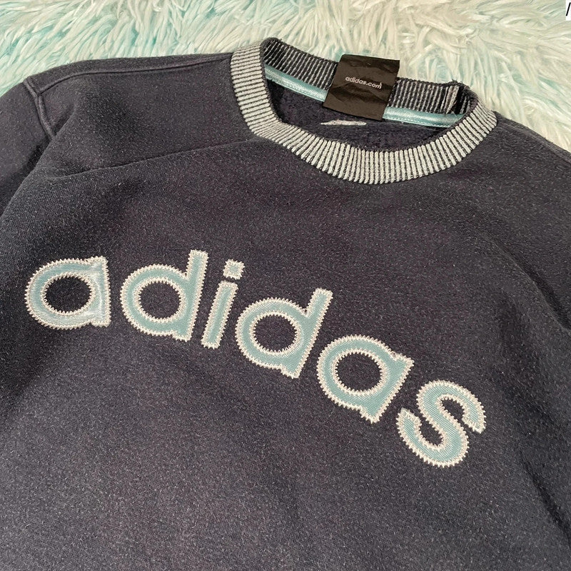 Vintage 90s Navy Adidas Sweatshirt - Small