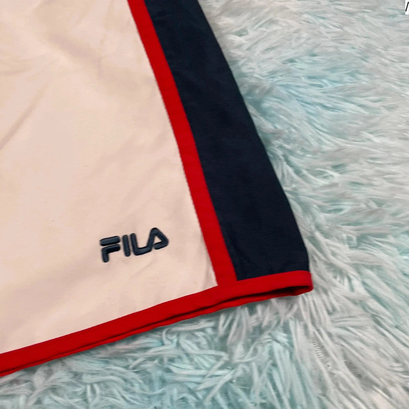 Vintage White & Navy Fila Running Shorts - Medium