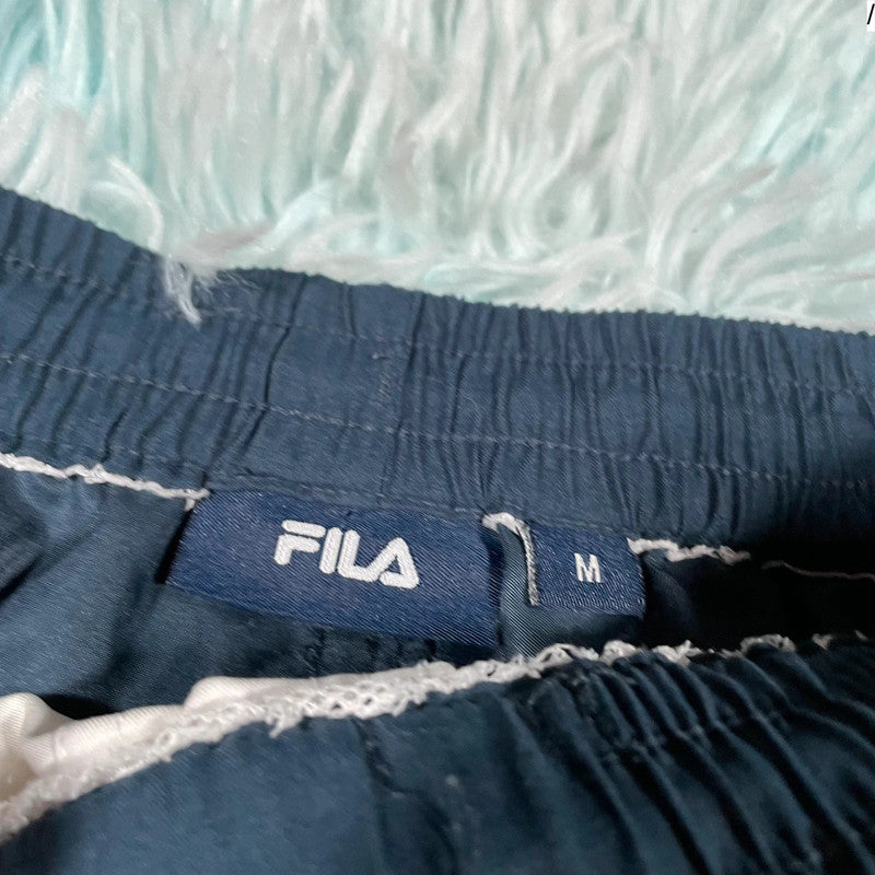 Vintage White & Navy Fila Running Shorts - Medium