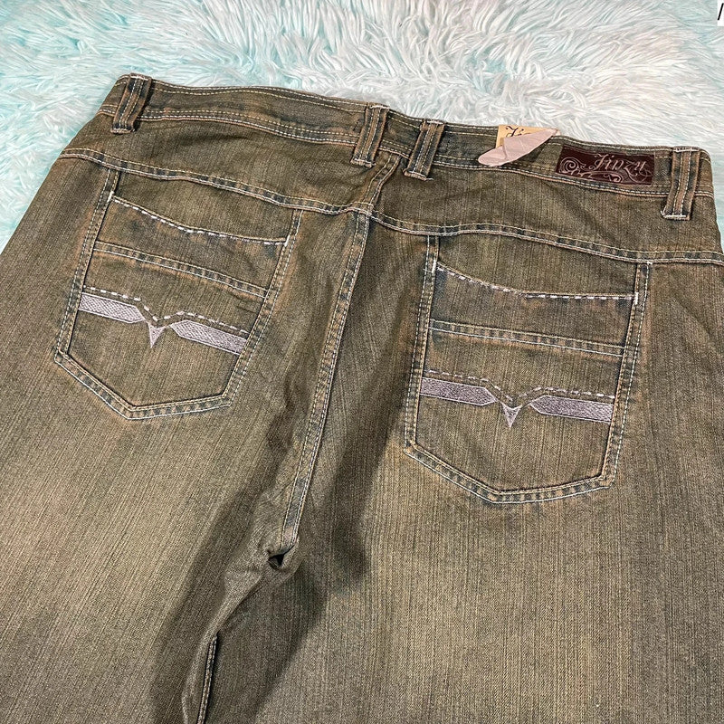 Vintage Grey Baggy Jean Shorts Jorts - 42W