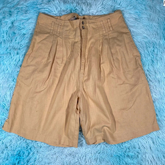 Vintage 90s Yellow Justin Allen Linen Shorts - Size 14