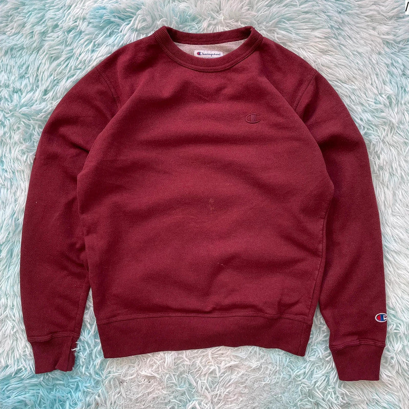 Vintage Maroon Champion Plain Sweatshirt - Small