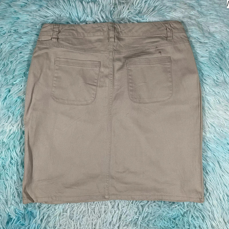 Vintage 00s Beige Midi Pencil Skirt - Size 6