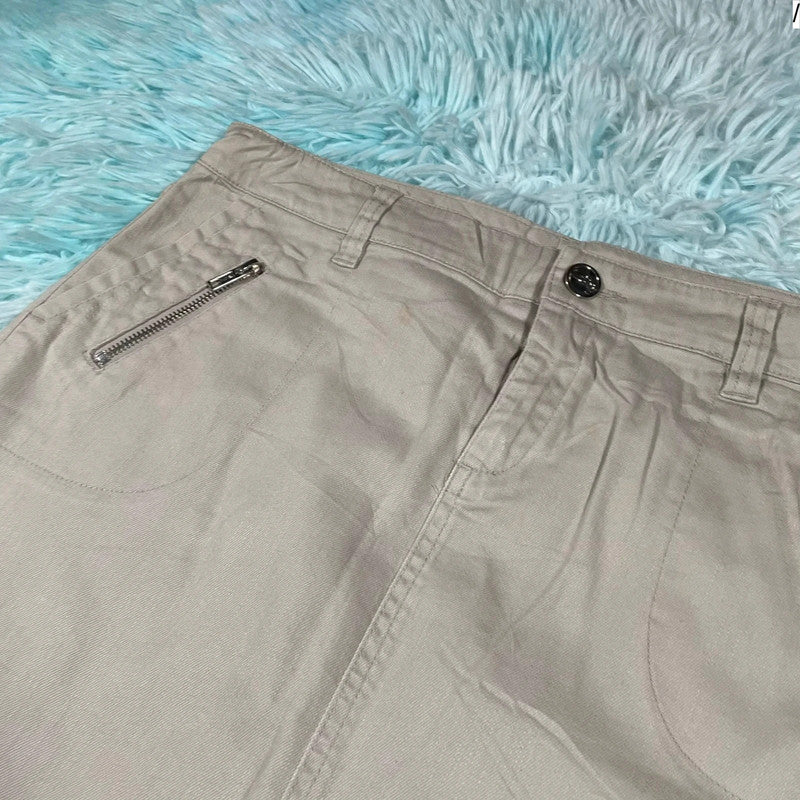 Vintage 00s Beige Midi Pencil Skirt - Size 6