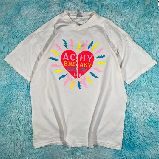 Vintage 90s White Achy Breaky Heart Graphic T Shirt - XL