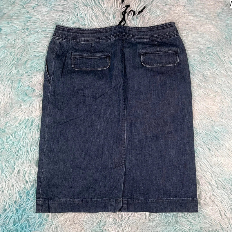 Vintage 00s Denim Midi Skirt Talbots - Size 6