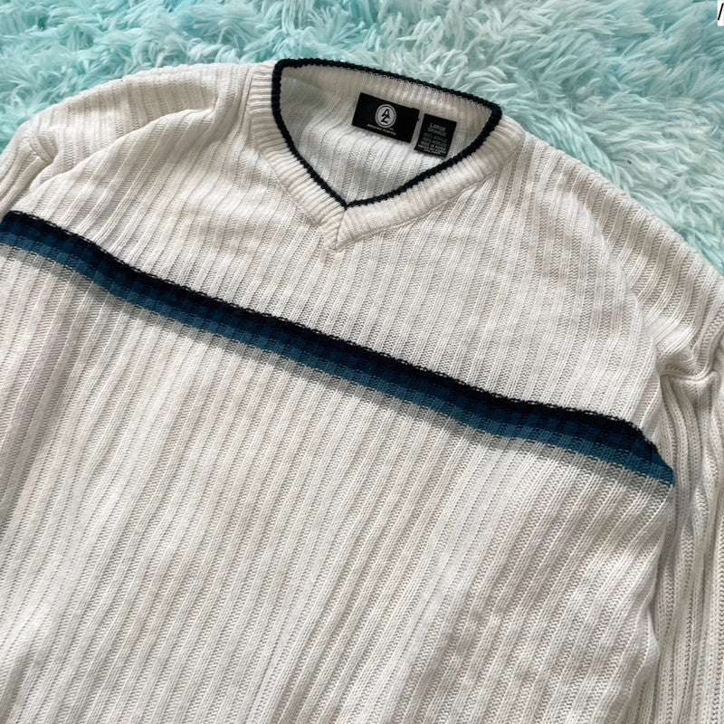 Vintage 90s White Knitted Jumper - Large