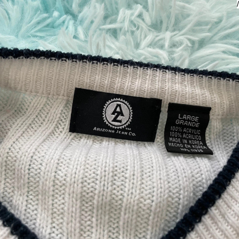Vintage 90s White Knitted Jumper - Large