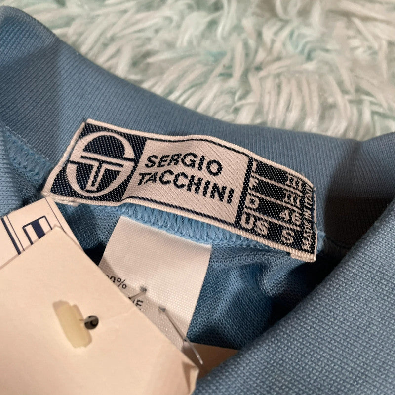 Deadstock Vintage 90s Blue Sergio Tacchini Polo Shirt - Small