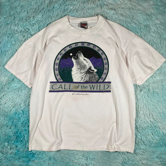 Vintage 90s Grey Wolf Graphic T Shirt - XL
