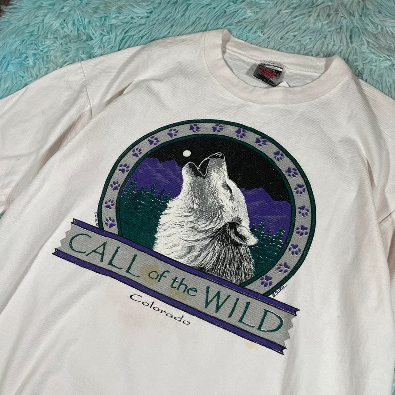 Vintage 90s Grey Wolf Graphic T Shirt - XL