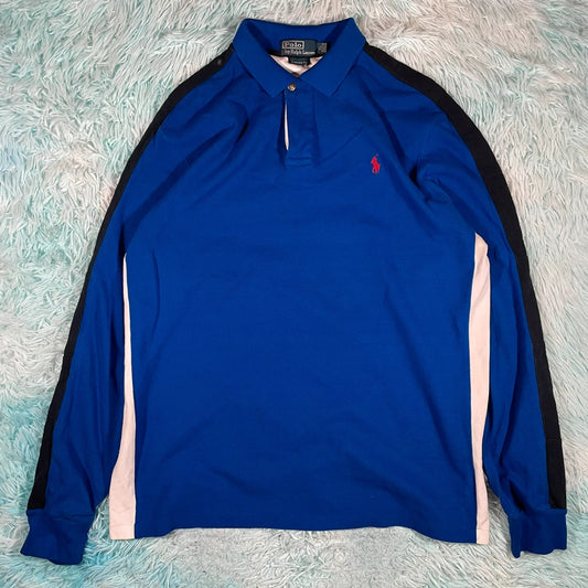 Vintage Blue Polo Ralph Lauren Long Sleeve Polo Shirt - XL