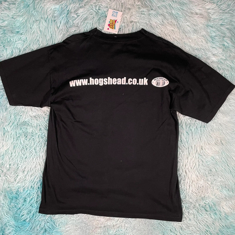 Vintage Black Hogs Head Beer Graphic T Shirt - Large