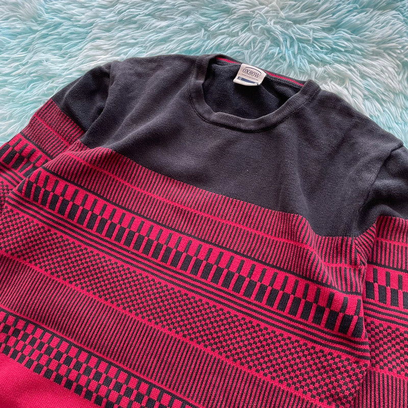 Red & Black Patterned Oxbow Knitted Jumper - XL