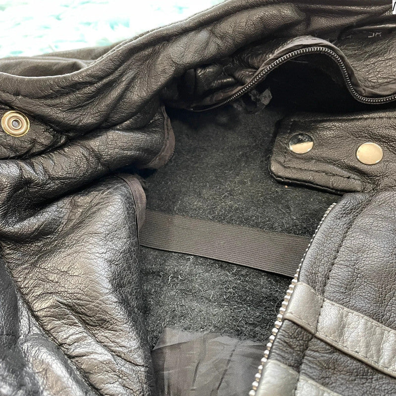 Vintage 90s Heavyweight Leather Biker Jacket - XXL