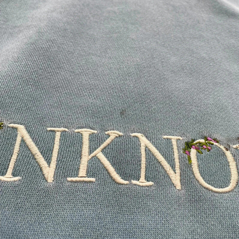 Blue Unknown Embroidered Hoodie Heavyweight - Large