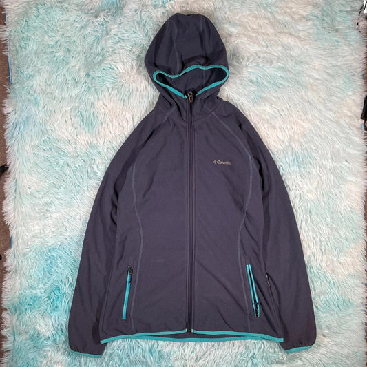 Grey Columbia Full Zip Hoodie Fleece - Womens Medium
