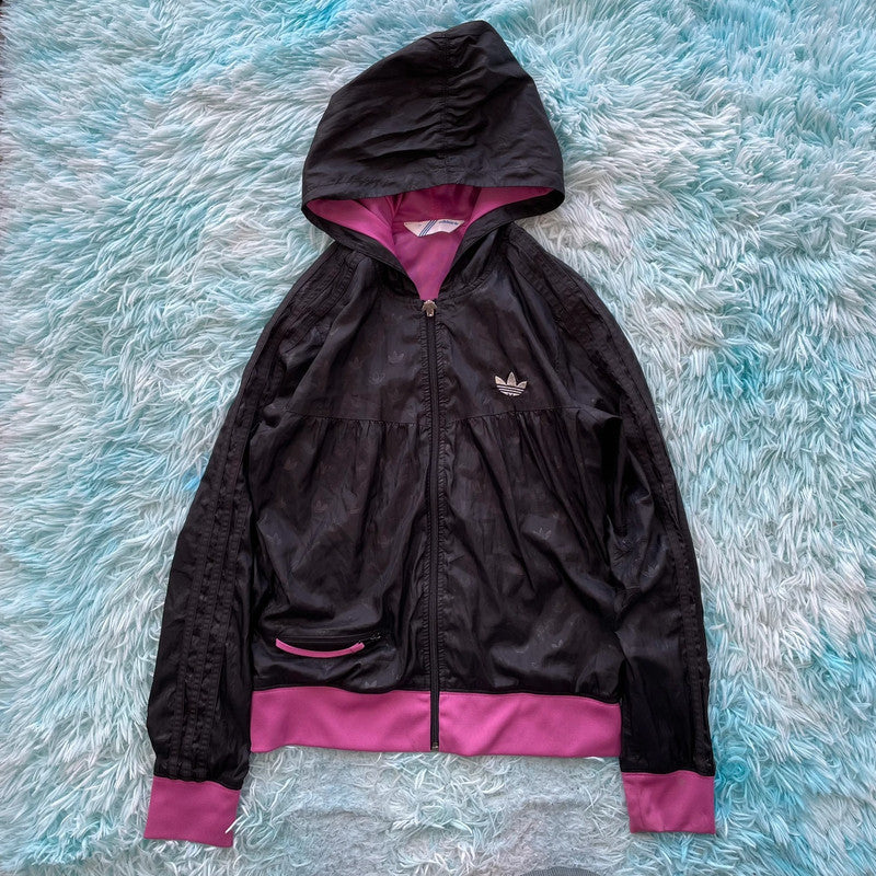 Vintage Black & Pink Adidas Fitted Track Jacket - Size 14
