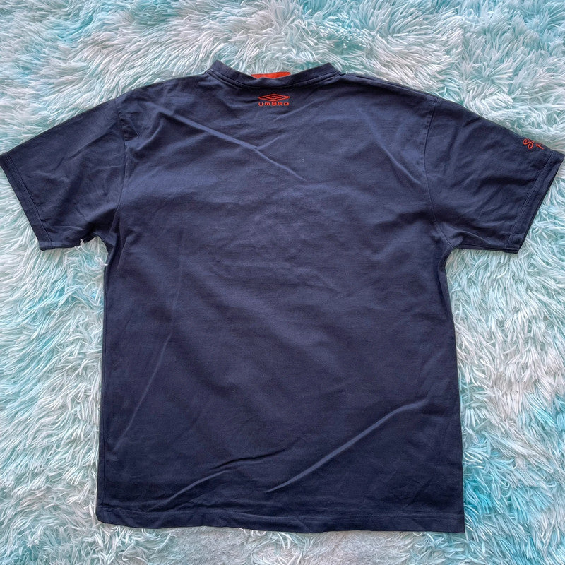 Navy Umbro T Shirt Embroidered Spellout - Large