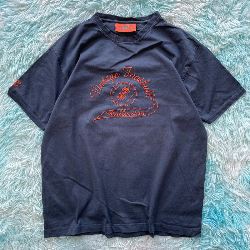 Navy Umbro T Shirt Embroidered Spellout - Large