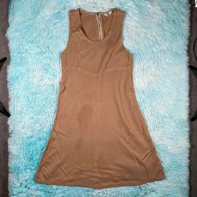 Vintage 70s Brown Summer Dress Courtelle - Size 12