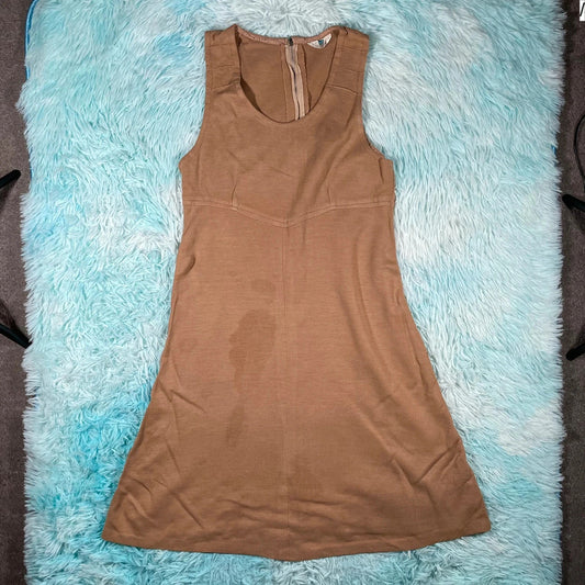 Vintage 70s Brown Summer Dress Courtelle - Size 12