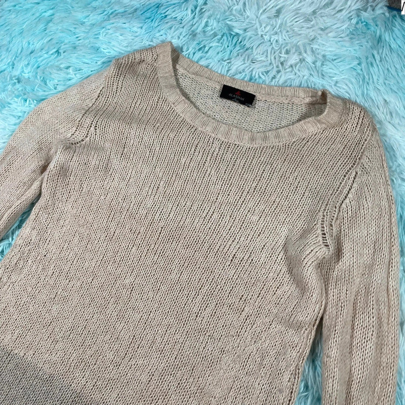 Beige Alashan Long Jumper Merino Wool Cashmere - Medium