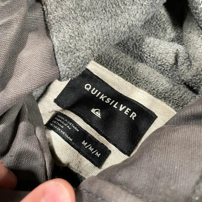 Grey Quiksilver Coat Jacket Fur Hood - medium