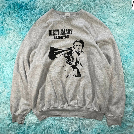 Vintage Grey Dirty Harry Graphic Sweatshirt - Large