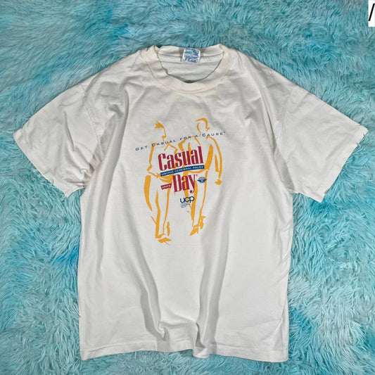 Vintage 90s White Cerebral Palsy Charity Graphic T Shirt - Large