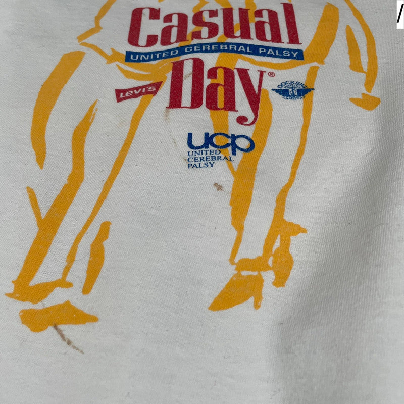Vintage 90s White Cerebral Palsy Charity Graphic T Shirt - Large