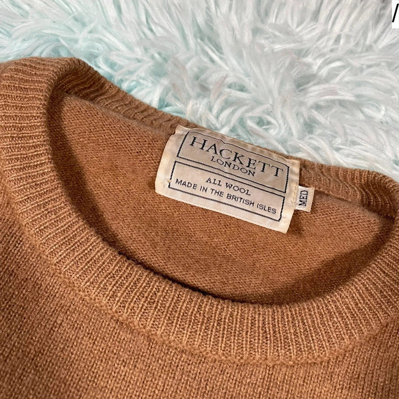 Vintage Brown Hackett Wool Knitted Jumper - Medium