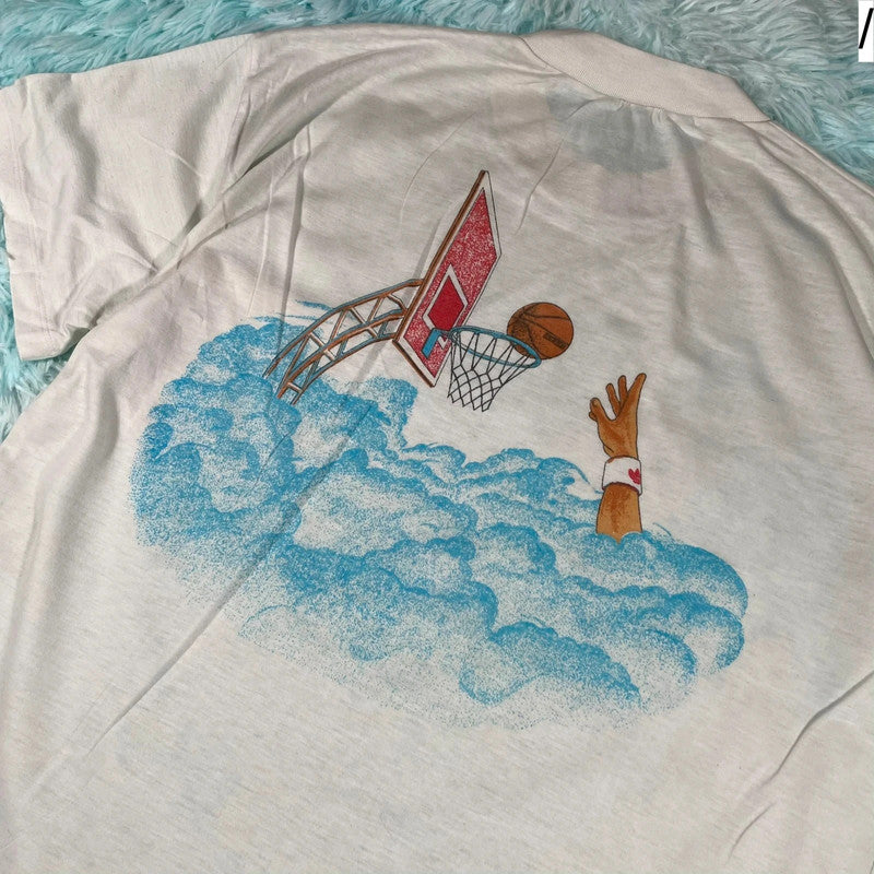 Vintage 80s Adidas Basketball Graphic T Shirt - Medium