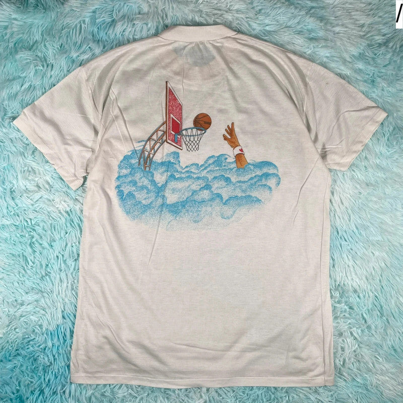 Vintage 80s Adidas Basketball Graphic T Shirt - Medium
