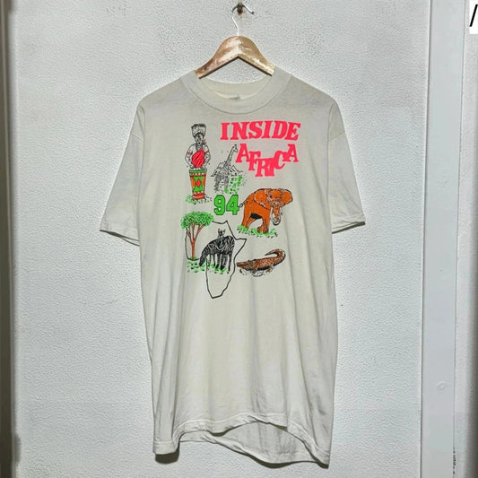 Vintage 1994 White Inside Africa Graphic T Shirt - Small