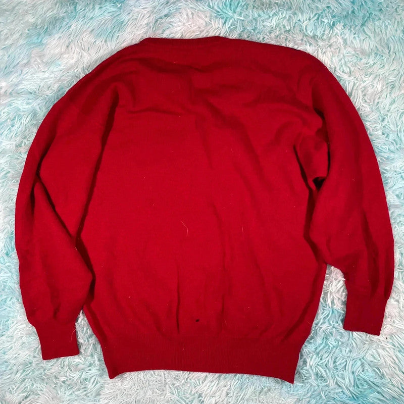 Vintage 90s Red Pringle Golf Tartan Jumper - M