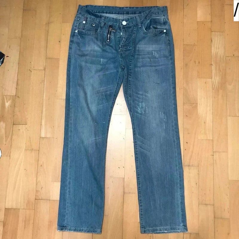Vintage 90s Baggy Embroidered Jeans - 36W