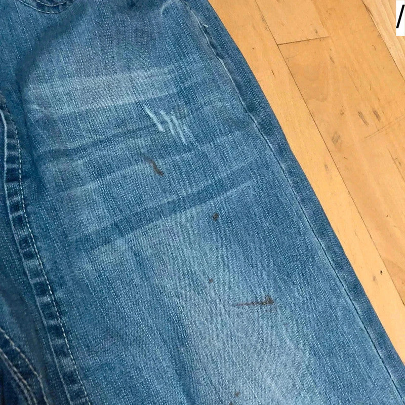 Vintage 90s Baggy Embroidered Jeans - 36W