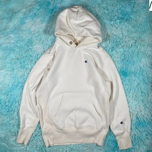 White Champion Reverse Weave Hoodie - Medium