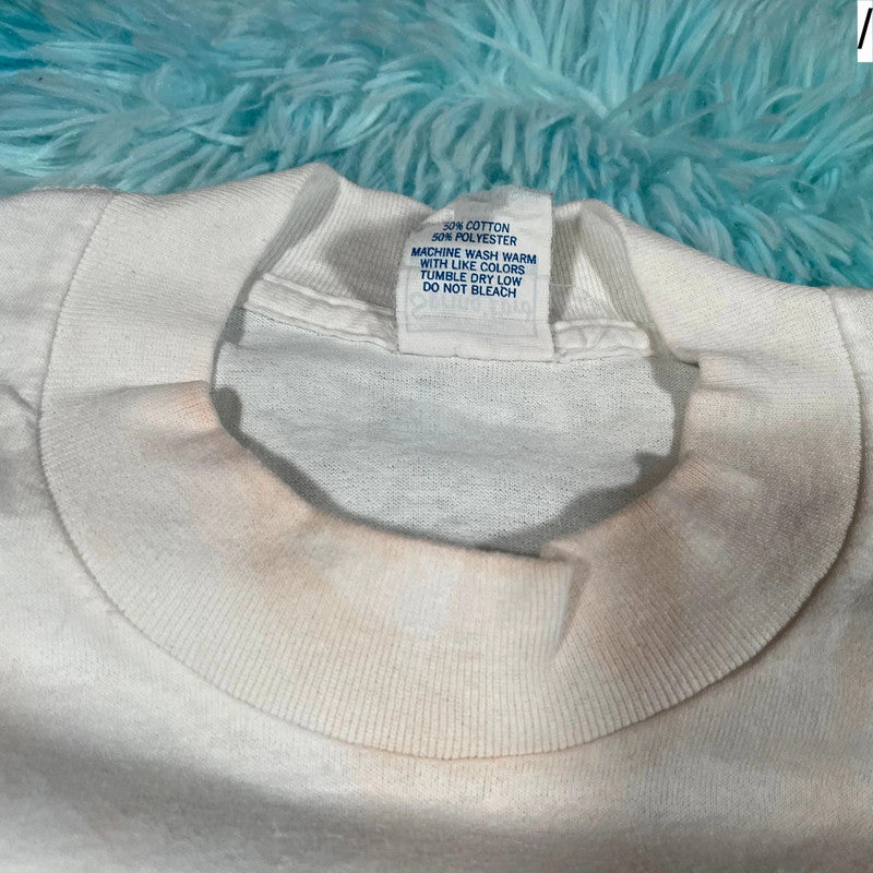 Vintage 90s White Graphic T Shirt - Womens Large