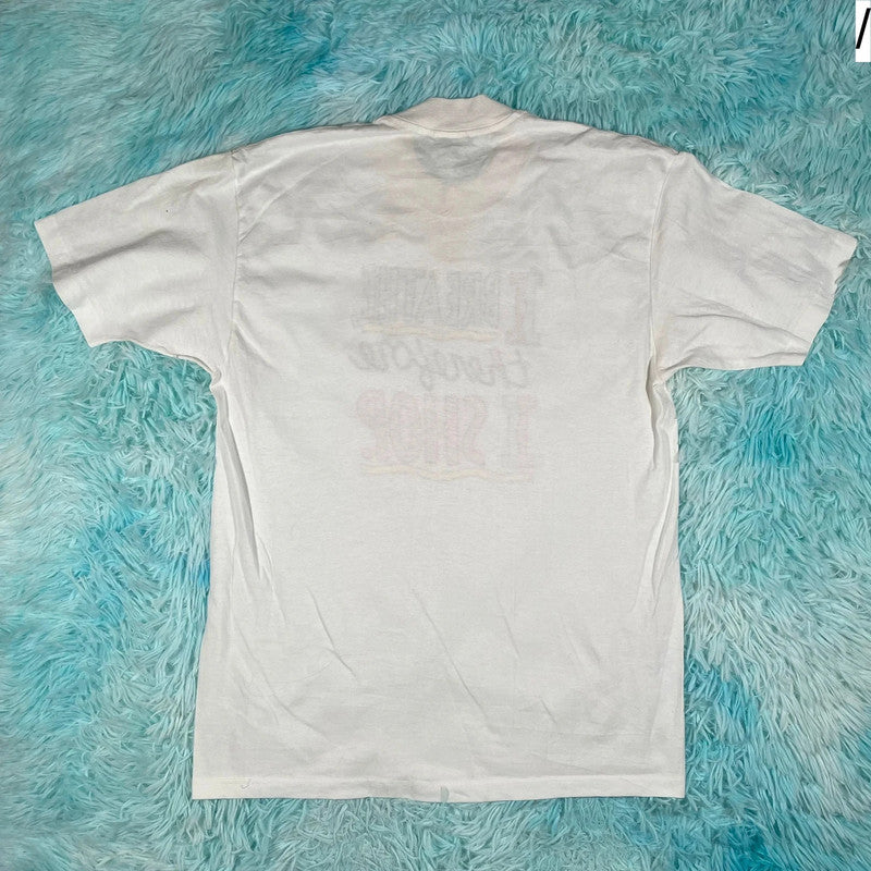 Vintage 90s White Graphic T Shirt - Womens Large