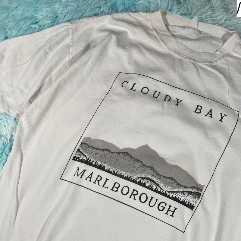 Vintage 90s White Marlborough Graphic T Shirt - Large