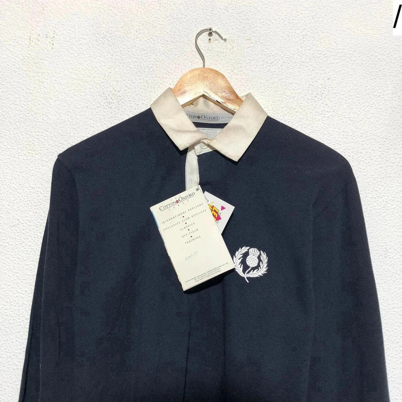 Deadstock Vintage 90s Scotland Rugby Shirt Cotton Oxford - Small