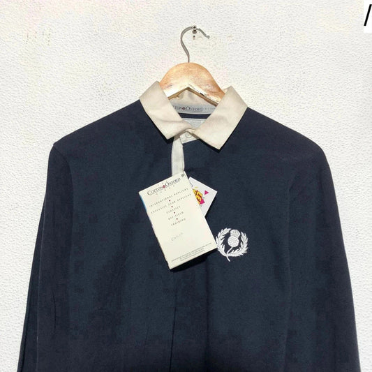 Deadstock Vintage 90s Scotland Rugby Shirt Cotton Oxford - Small