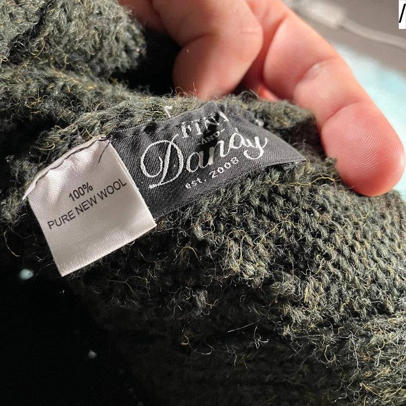 Khaki Green Wool Beanie Hat Fine & Dandy